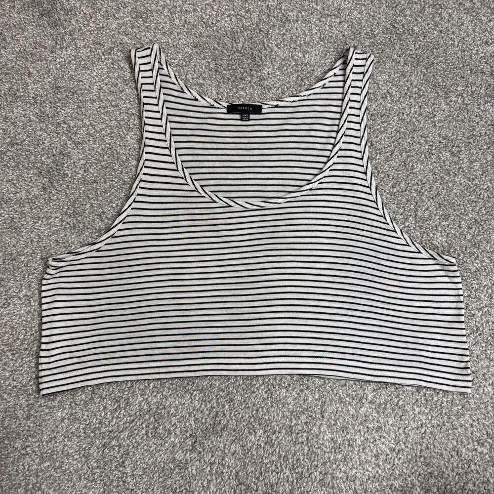 Talula Aritzia Tank Top Womens XXS White Stripe Cropped Summer Y2K Grunge Tumblr